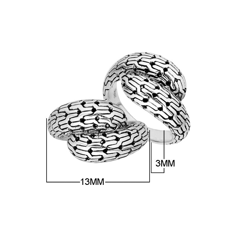 Sterling Silver Bold Pattern Statement Ring In Traditional Balinese Design