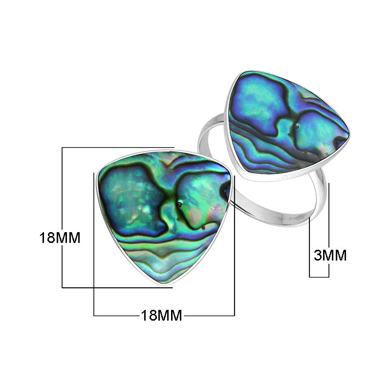 Sterling Silver Triangle Shape Statement Ring With Abalone Shell In Modern Balinese Design