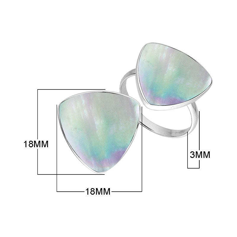 Sterling Silver Triangle Shape Statement Ring With Mother Of Pearl In Modern Balinese Design