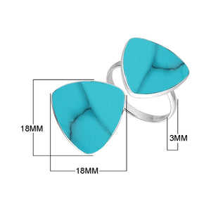 Sterling Silver Triangle Shape Statement Ring With Turquoise Shell In Modern Balinese Design