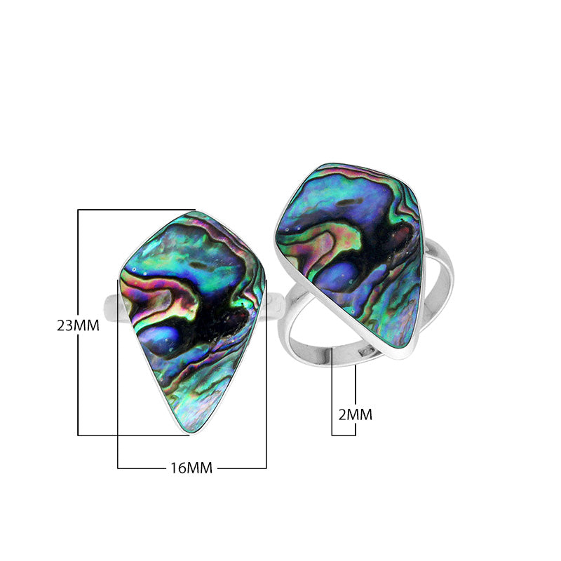 Sterling Silver Long Abstract Designer Statement Ring With Abalone Shell For Wholesale
