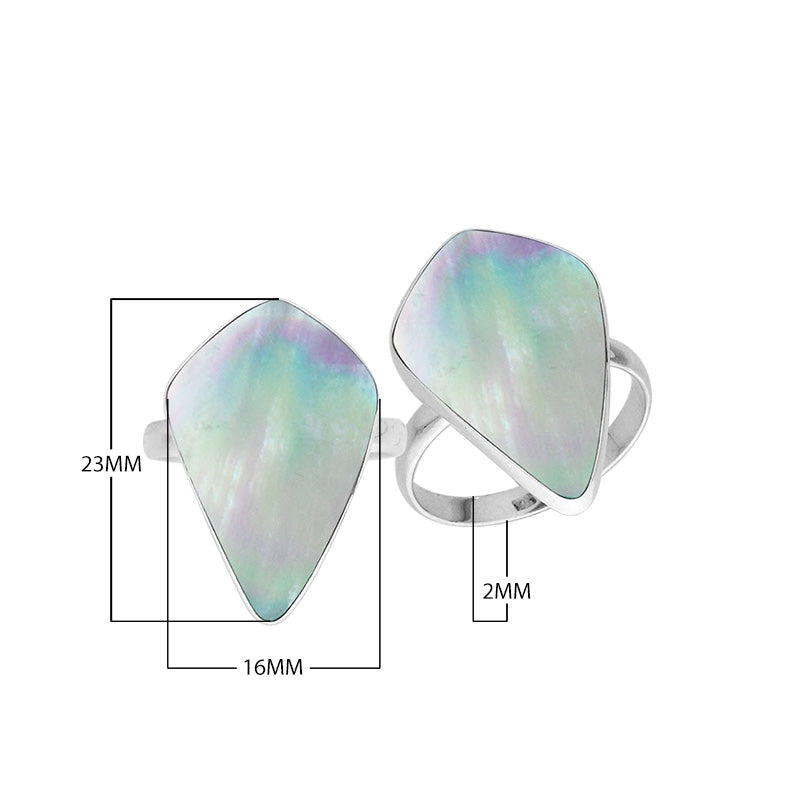Sterling Silver Long Abstract Designer Statement Ring With Mother Of Pearl For Wholesale