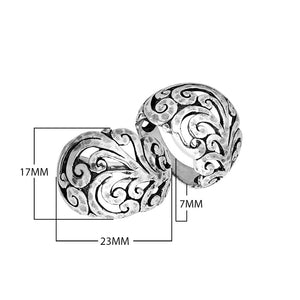 Sterling Silver Balinese Dome Shape Designer Statement Ring With Oxidized Swirl Pattern For Wholesale