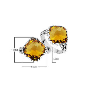 Sterling Silver Cushion Shape Designer Statement Ring With Citrine Quartz For Wholesale