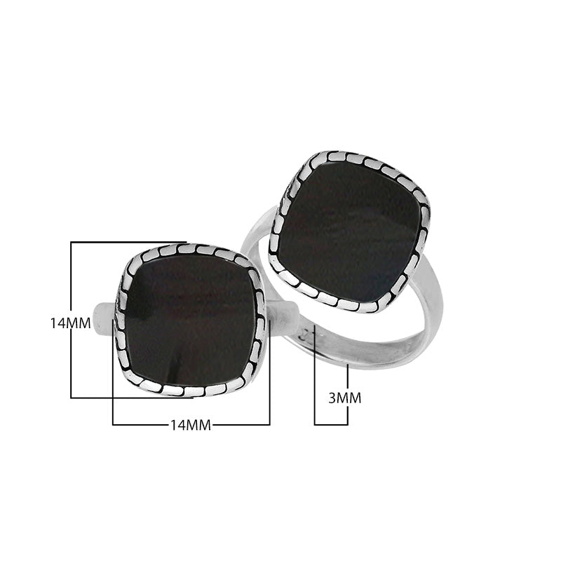 Sterling Silver Cushion Shape Designer Statement Ring With Black Shell For Wholesale