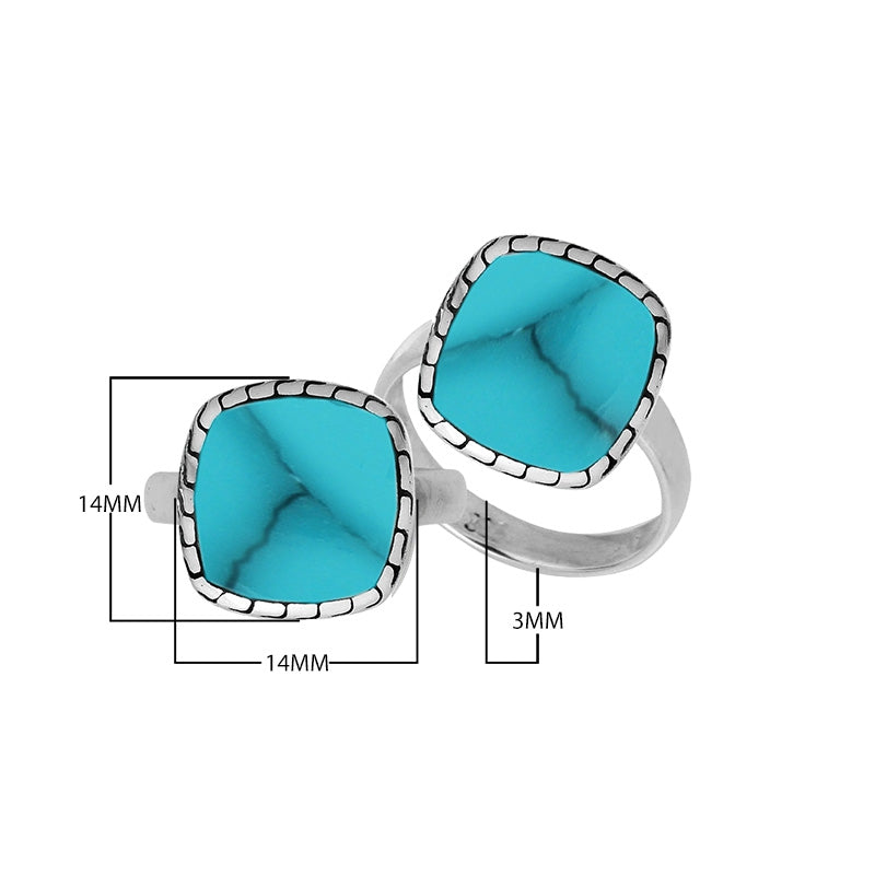 Sterling Silver Cushion Shape Designer Statement Ring With Turquoise Shell For Wholesale