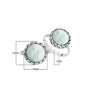 Sterling Silver Round Shape Designer Statement Ring With Mother Of Pearl For Wholesale