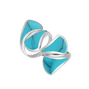 Sterling Silver Modern Open Shape Statement Ring With Turquoise Shell