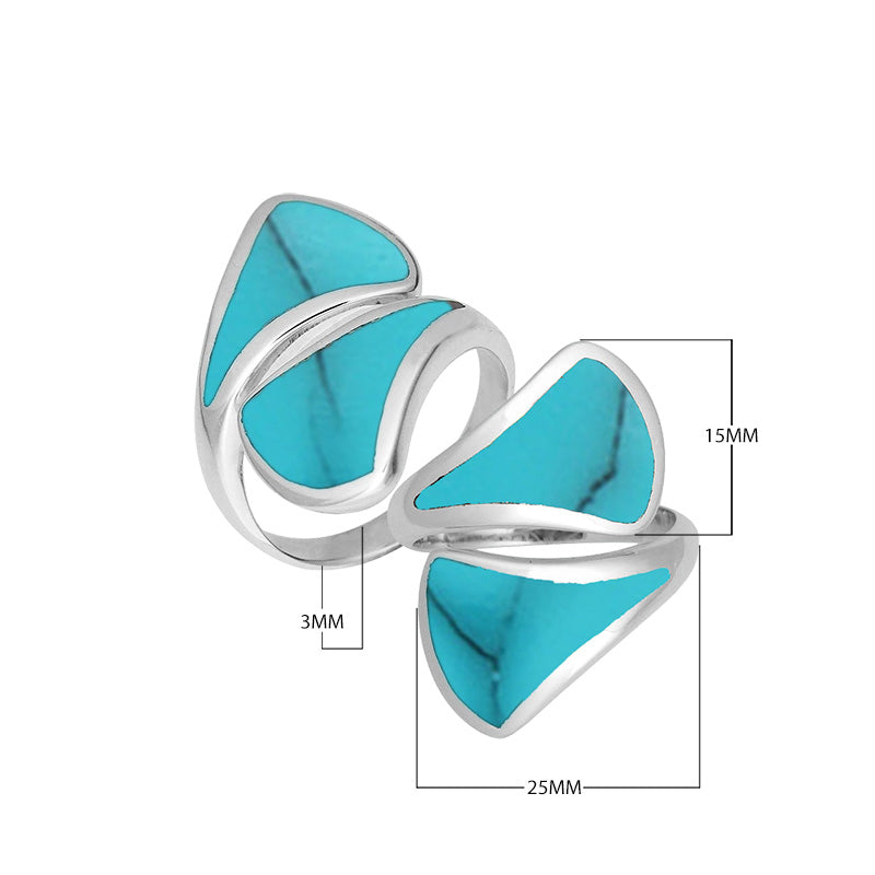 Sterling Silver Modern Open Shape Statement Ring With Turquoise Shell