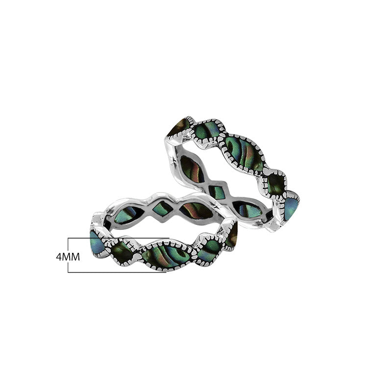Sterling silver wave pattern ring with Abalone Shell inlay and Balinese design