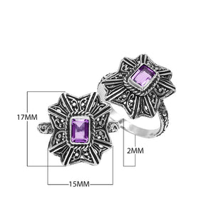 Sterling Silver Designer Ring With Amethyst Quartz In Balinese Style