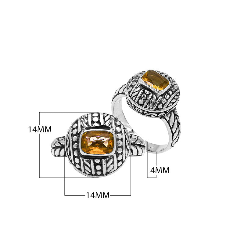 Sterling Silver Balinese Pattern Ring With Citrine Quartz For Wholesale
