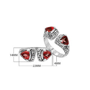 Sterling Silver Balinese Open Ring With Garnet Quartz For Wholesale