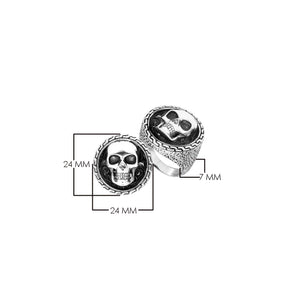 Sterling Silver Skull Ring With Oxidized Detailing And Textured Band