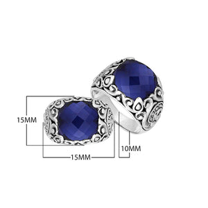 Sterling Silver Balinese Scroll Pattern Ring With Sapphire Quartz