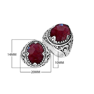 Ruby Quartz Oval Sterling Silver Balinese Ring Handcrafted In Indonesia