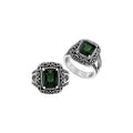 Sterling silver Green Quartz cushion cut statement ring with handcrafted Balinese detailing