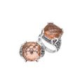 Sterling Silver Cushion Morganite Quartz Ring With Balinese Scroll Engraving