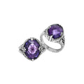 Sterling Silver Amethyst Quartz Oval Rope Design Heritage Ring With Balinese Craft Detailing.