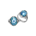 Sterling Silver Blue Topaz Quartz Oval Rope Design Heritage Ring With Balinese Craft Detailing.