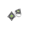 Sterling silver Peridot Quartz statement ring with ornate Balinese filigree design