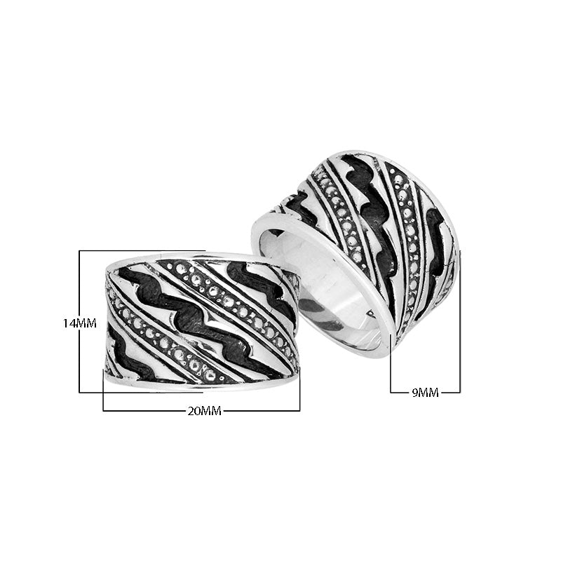 Sterling Silver Oxidized Beautiful Design Round Pattern Ring Handcrafted In Bali.