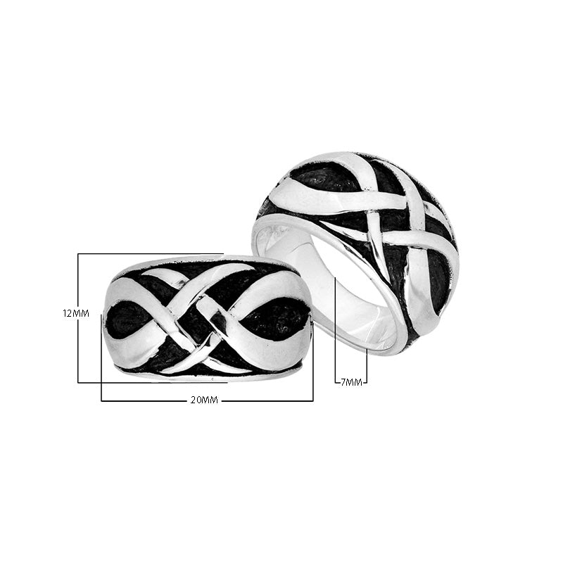 Sterling Silver Interwoven Oxidized Dome Ring For Wholesale Jewelry Buyers.