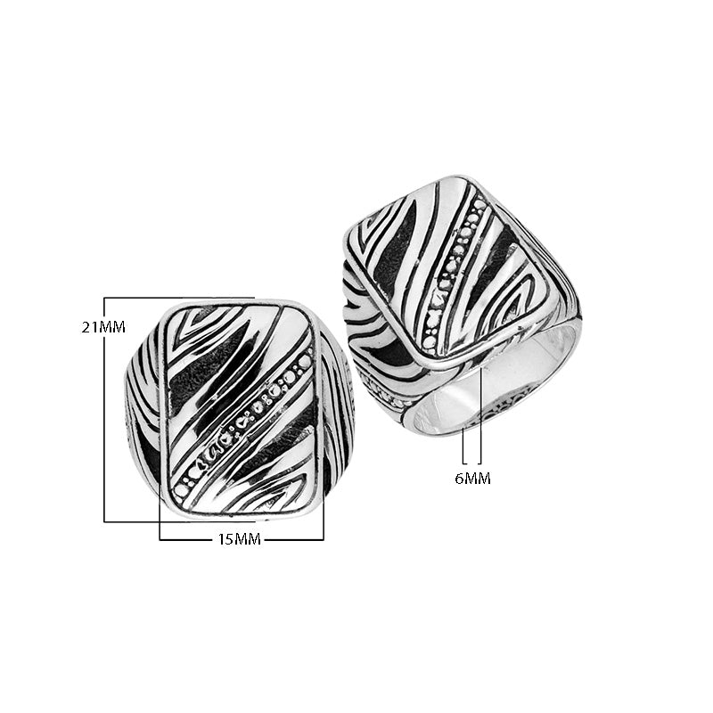 Sterling Silver Oxidized Beautiful Simple Design Ring With Balinese Engraving.