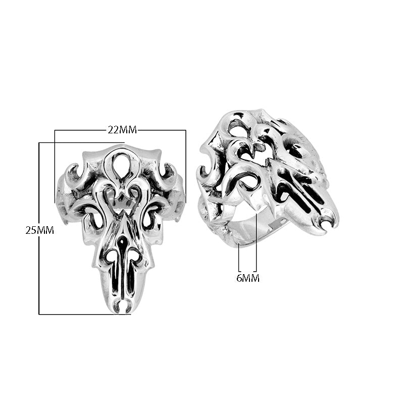 Sterling Silver handcrafted fancy designer ring wholesale from Bali, Indonesia with polished and oxidized detailing