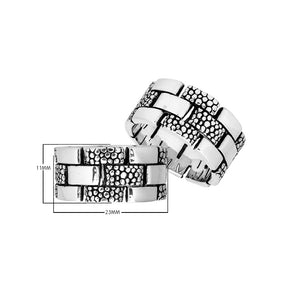 Sterling Silver handcrafted brick pattern ring wholesale from Bali, Indonesia with oxidized dotted design