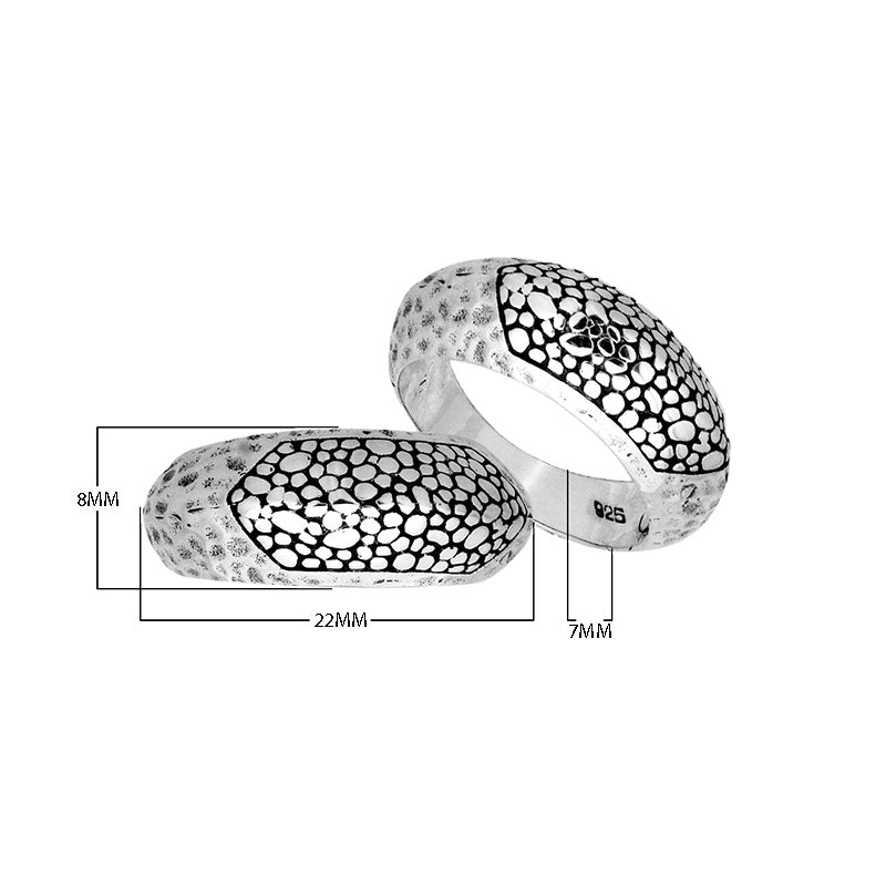 Sterling Silver handcrafted dome textured ring wholesale from Bali, Indonesia with pebble pattern design