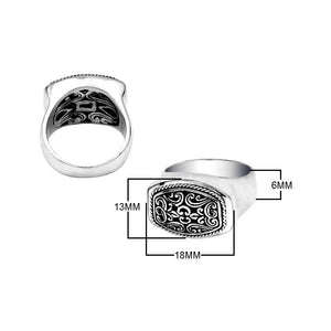 Wholesale Silver Overlay Over Copper Rectangular Carved Balinese Signet Ring.