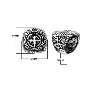 Wholesale Silver Overlay Over Copper Compass Heart Carved Balinese Ring.