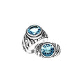 Blue Topaz Quartz Oval Carved Balinese Silver Overlay Wholesale Ring.