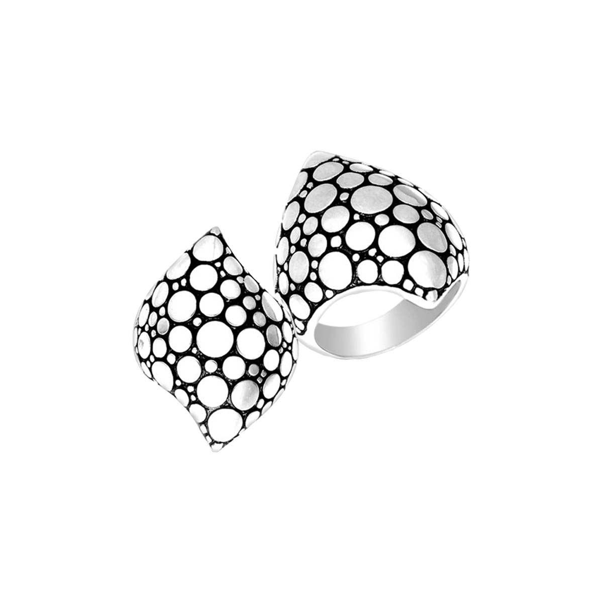 Silver Overlay Over Copper Modern Bubble Pattern Dome Ring