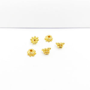 18K Gold Overlay Over Copper rounded cluster edge bead cap with smooth dome and center hole, handcrafted jewelry component from India.