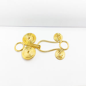 Handcrafted double spiral wire hook clasp made with 18K Gold Overlay Over Copper, handcrafted in India for wholesale jewelry manufacturing.