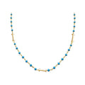 Handcrafted turquoise bead necklace with 18K gold overlay copper chain made in India