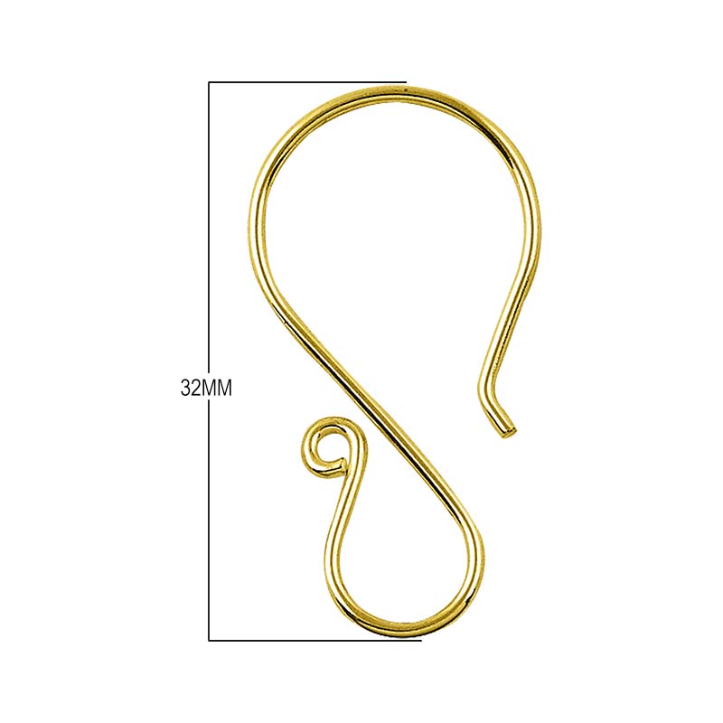 18K Gold Overlay Earwire For Jewelry Making With Polished Finish Handcrafted In India