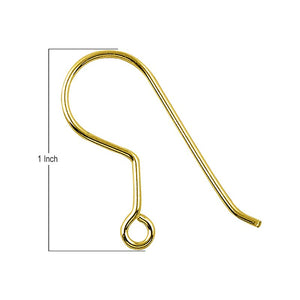 18K Gold Overlay Plain Hook Earwire For Jewelry Making With Polished Finish Handcrafted In India
