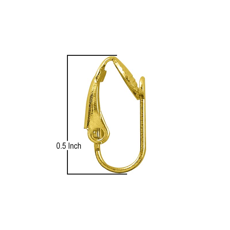 18K Gold Overlay Clip Leverback Earwire For Jewelry Making With Polished Finish Handcrafted In India