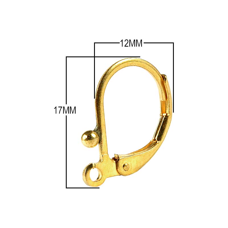 18K Gold Overlay Leverback Earwire With Round Bead Design For Jewelry Making Handcrafted In India