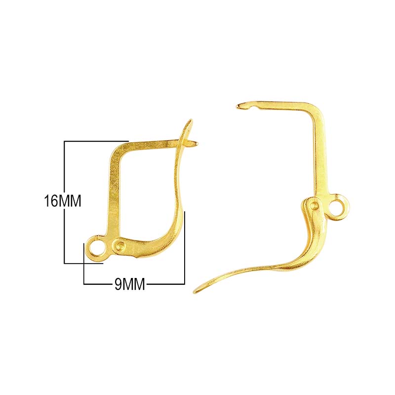 18K Gold Overlay Square Leverback Earwire For Jewelry Making Handcrafted In India