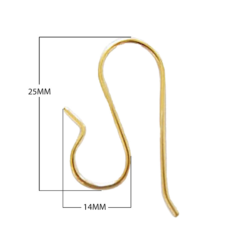 18K Gold Overlay S Shape Earwire For Jewelry Making Handcrafted In India