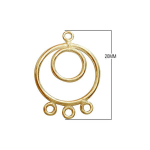 18K gold overlay over copper chandelier earring findings with round design handcrafted in India for wholesale jewelry making.