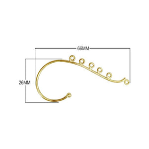 Bulk 18K Gold Overlay Over Copper jewelry findings featuring teardrop chandelier frames, circular multi-loop components, and a six-loop chandelier ear cuff for professional manufacturing.