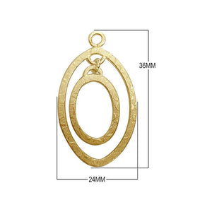 18K Gold Overlay Double Oval Connector With Textured Finish Handcrafted In India