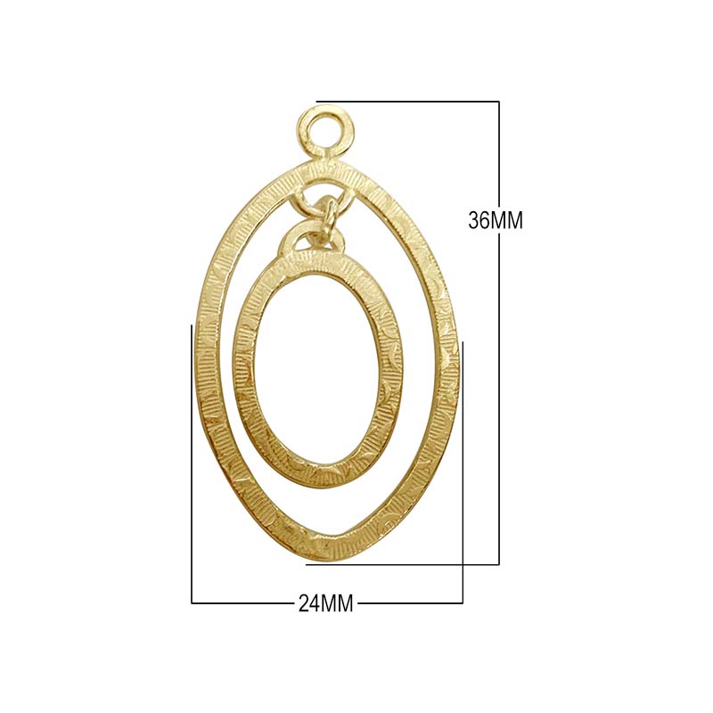18K Gold Overlay Double Oval Connector With Textured Finish Handcrafted In India