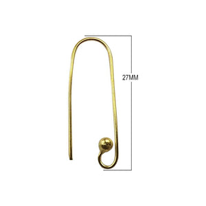 18K Gold Overlay Long Wire Earwire With Ball End Handcrafted In India