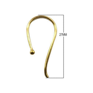 18K Gold Overlay Simple Hook Earwire With Ball Tip Handcrafted In India
